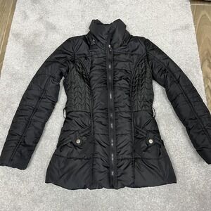 Rampage Jacket Womens XS Black Quilted Puffer Long Winter Coat Zip Pockets